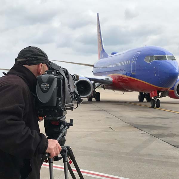 Filming on the runway at BWI Airport in Maryland