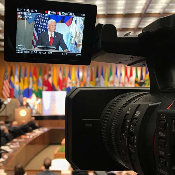 Filming Vice President Mike Pence at the Department of State in DC