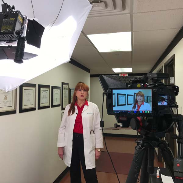 Recording a teleprompter read at a doctor's office
